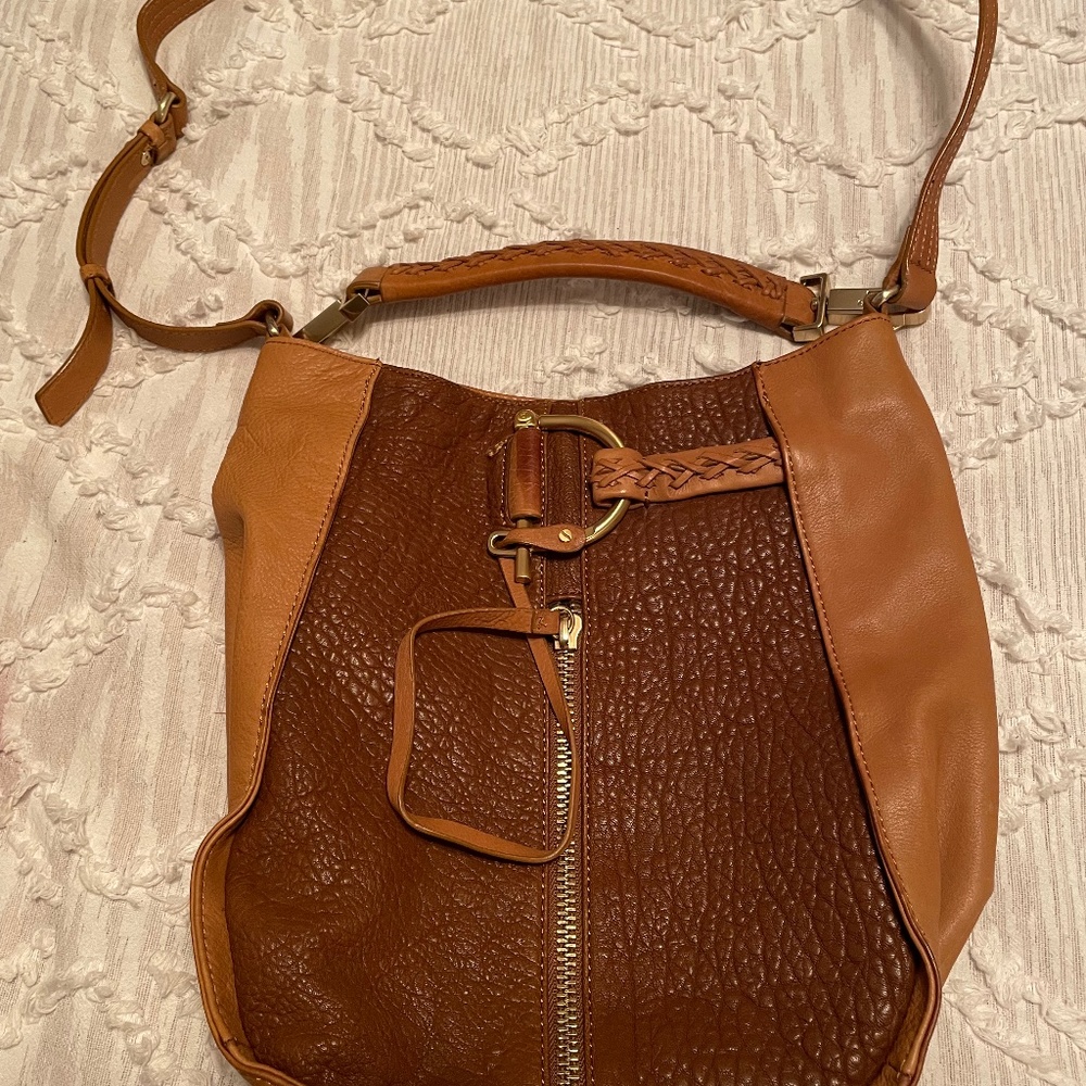 Brown leather convertible purse